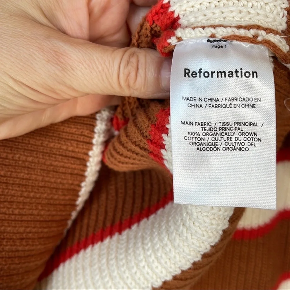 Reformation Brown and Cream Striped Sweater - Picture 8 of 14